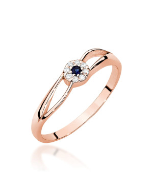 14k Rose Gold Ring with Diamond and Sapphire 0.03ct certificate