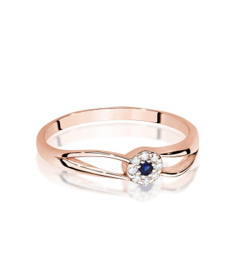 14k Rose Gold Ring with Diamond and Sapphire 0.03ct certificate