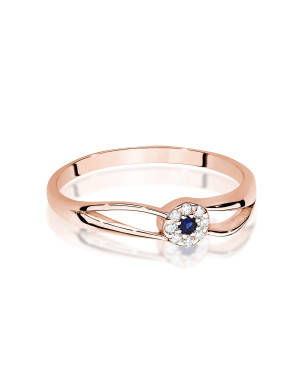 14k Rose Gold Ring with Diamond and Sapphire 0.03ct certificate