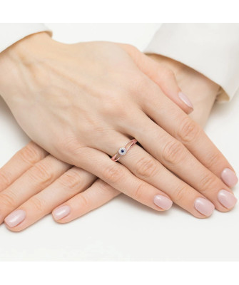 14k Rose Gold Ring with Diamond and Sapphire 0.03ct certificate