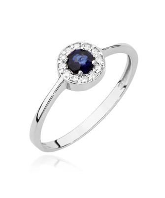 14k White Gold Ring with Diamond and Sapphire 0.30ct