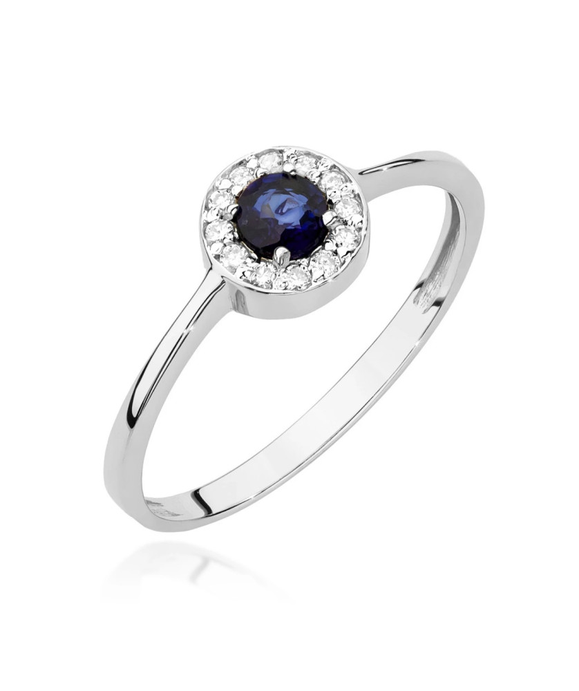 14k White Gold Ring with Diamond and Sapphire 0.30ct