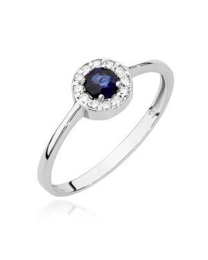 14k White Gold Ring with Diamond and Sapphire 0.30ct