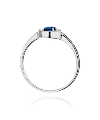 14k White Gold Ring with Diamond and Sapphire 0.30ct