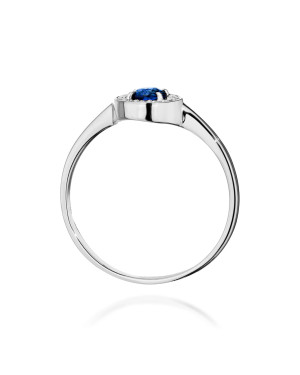 14k White Gold Ring with Diamond and Sapphire 0.30ct
