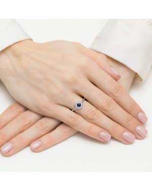 14k White Gold Ring with Diamond and Sapphire 0.30ct