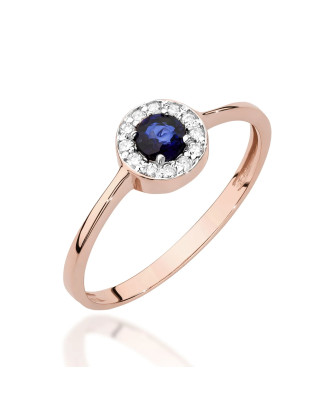 14k Rose Gold Ring with Diamond and Sapphire 0.30ct