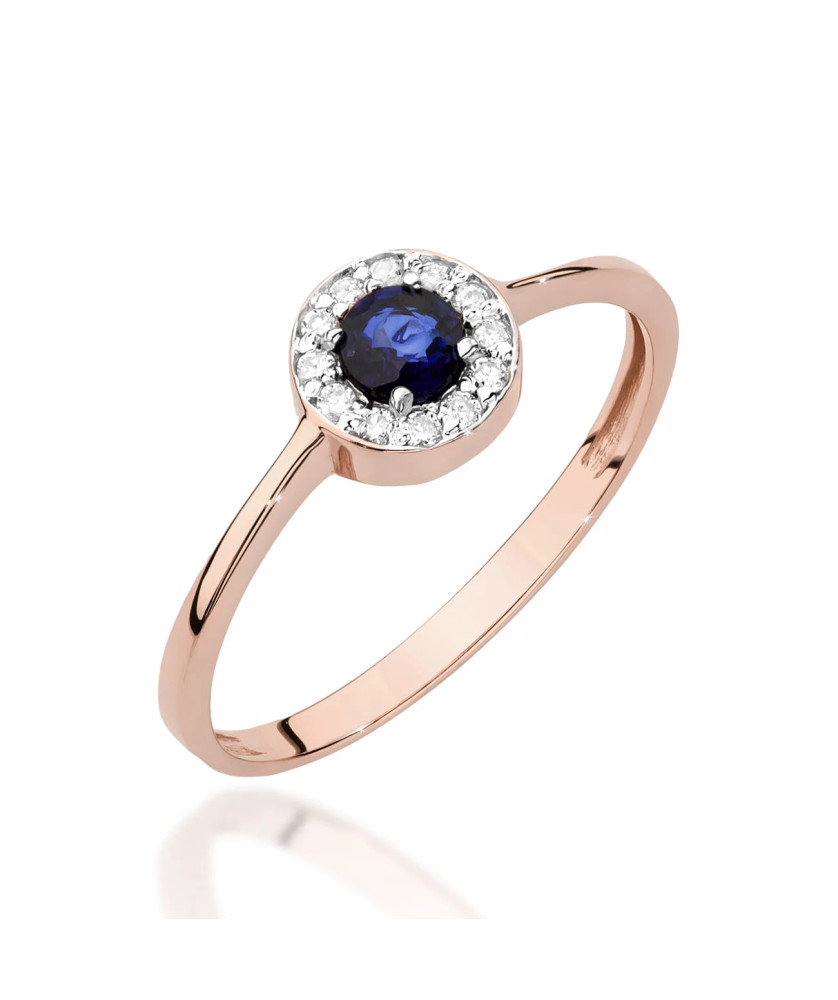 14k Rose Gold Ring with Diamond and Sapphire 0.30ct