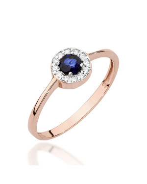 14k Rose Gold Ring with Diamond and Sapphire 0.30ct