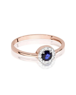 14k Rose Gold Ring with Diamond and Sapphire 0.30ct