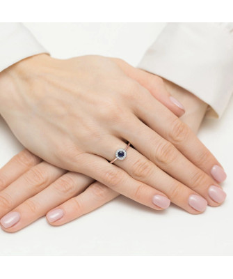 14k Rose Gold Ring with Diamond and Sapphire 0.30ct