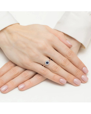 14k Rose Gold Ring with Diamond and Sapphire 0.30ct