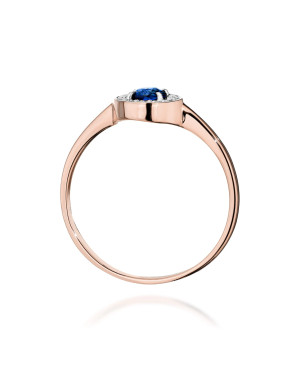 14k Rose Gold Ring with Diamond and Sapphire 0.30ct