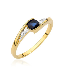 14k Gold Ring with Diamond and Sapphire 0.30ct with certificate