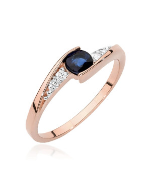 14k Rose Gold Ring with Diamond and Sapphire 0.30ct with certificate