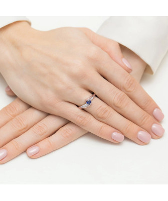 14k Rose Gold Ring with Diamond and Sapphire 0.30ct with certificate