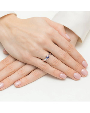 14k Rose Gold Ring with Diamond and Sapphire 0.30ct with certificate