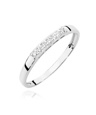 Złoty Pierścionek 14k Białe Złoto Z Diamentami 0,10ct z certyfikatem