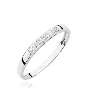 Złoty Pierścionek 14k Białe Złoto Z Diamentami 0,10ct z certyfikatem