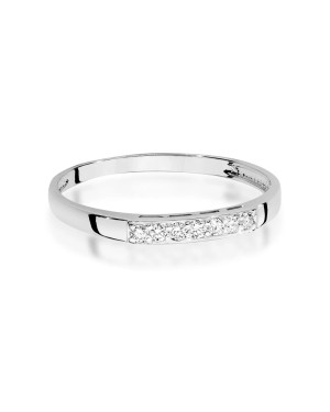 Złoty Pierścionek 14k Białe Złoto Z Diamentami 0,10ct z certyfikatem