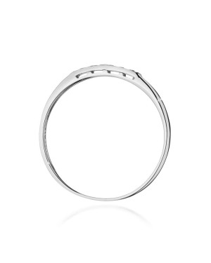 Złoty Pierścionek 14k Białe Złoto Z Diamentami 0,10ct z certyfikatem