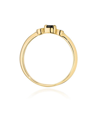 Złoty Pierścionek 14k Z Czarnym Brylantem 0,12ct