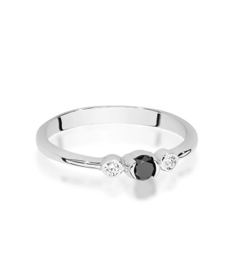 14k White Gold Ring with Black Diamond 0.12ct