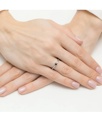 14k White Gold Ring with Black Diamond 0.12ct