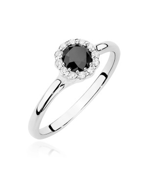 14k White Gold Ring with Black Diamond 0.50ct Certificate