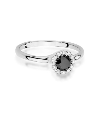 14k White Gold Ring with Black Diamond 0.50ct Certificate