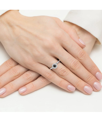 14k White Gold Ring with Black Diamond 0.50ct Certificate