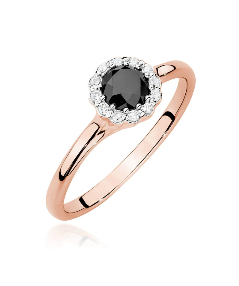 Gold Ring 14k Rose Gold With Black Diamond 0.50ct Certificate