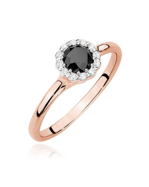 Gold Ring 14k Rose Gold With Black Diamond 0.50ct Certificate