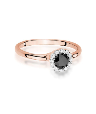 Gold Ring 14k Rose Gold With Black Diamond 0.50ct Certificate