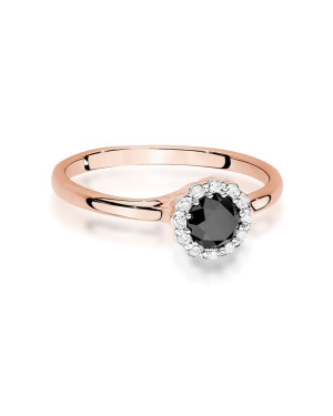Gold Ring 14k Rose Gold With Black Diamond 0.50ct Certificate