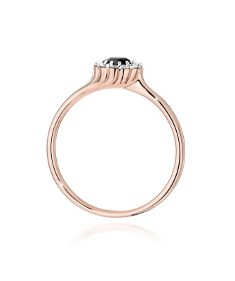 Gold Ring 14k Rose Gold With Black Diamond 0.50ct Certificate