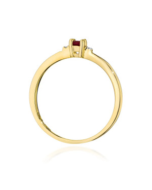 Złoty Pierścionek 14k Z Rubinem 0,15ct Certyfikat