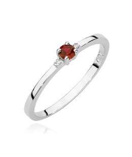 14k White Gold Ring with Ruby 0.15ct Certificate