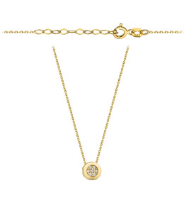 14K Gold Necklace with Cubic Zirconia Circle 45cm