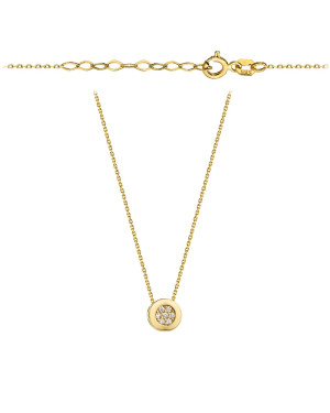 14K Gold Necklace with Cubic Zirconia Circle 45cm