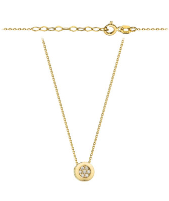 14K Gold Necklace with Cubic Zirconia Circle 45cm