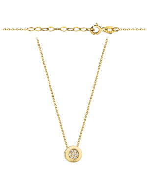 14K Gold Necklace with Cubic Zirconia Circle 45cm