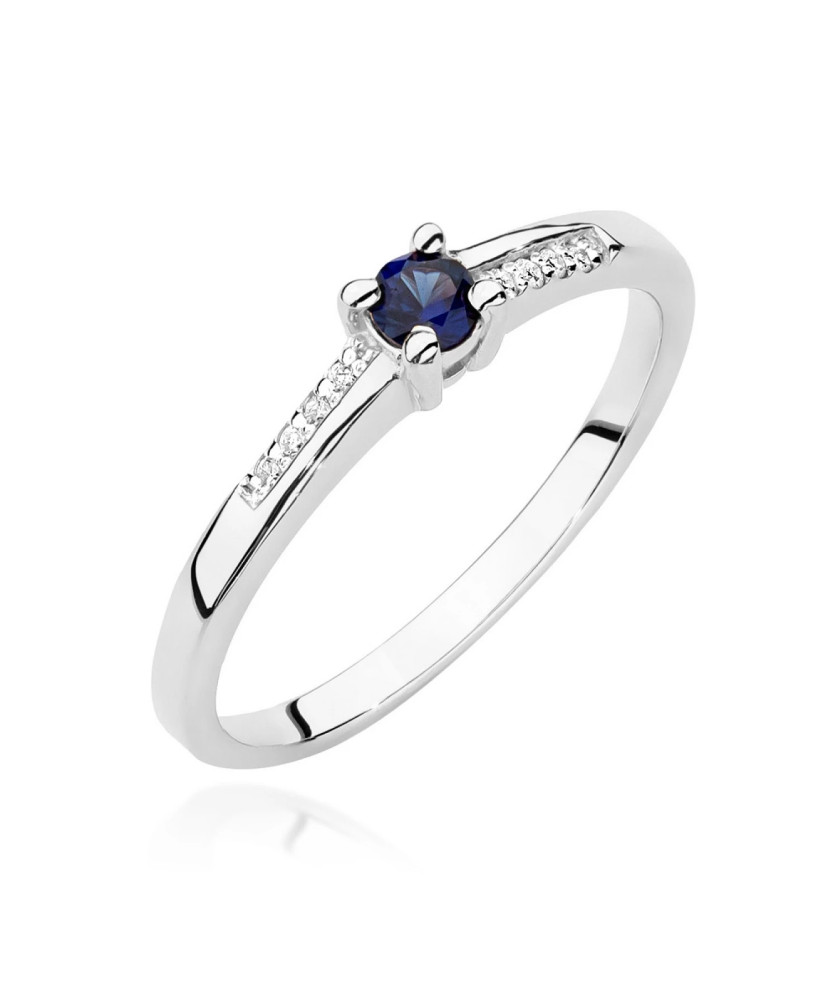 Gold Ring 14k White Gold With Sapphire Diamonds 0.15ct Certificate