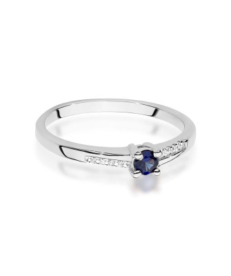 Gold Ring 14k White Gold With Sapphire Diamonds 0.15ct Certificate