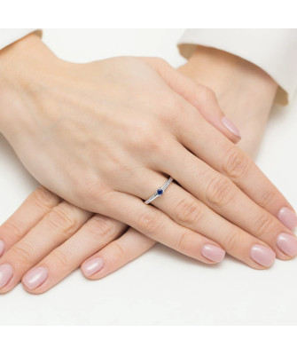 Gold Ring 14k White Gold With Sapphire Diamonds 0.15ct Certificate