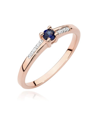 Gold Ring 14k Rose Gold With Sapphire Diamonds 0.15ct Certificate