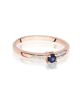 Gold Ring 14k Rose Gold With Sapphire Diamonds 0.15ct Certificate