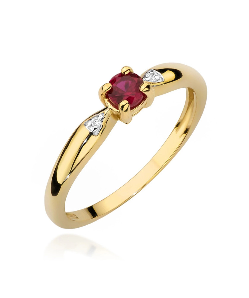 Gold Ring 14k With Ruby Diamonds 0.15ct Certificate