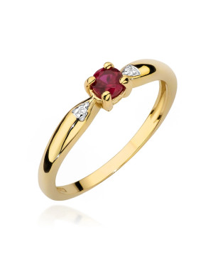 Gold Ring 14k With Ruby Diamonds 0.15ct Certificate