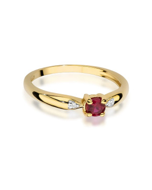 Gold Ring 14k With Ruby Diamonds 0.15ct Certificate